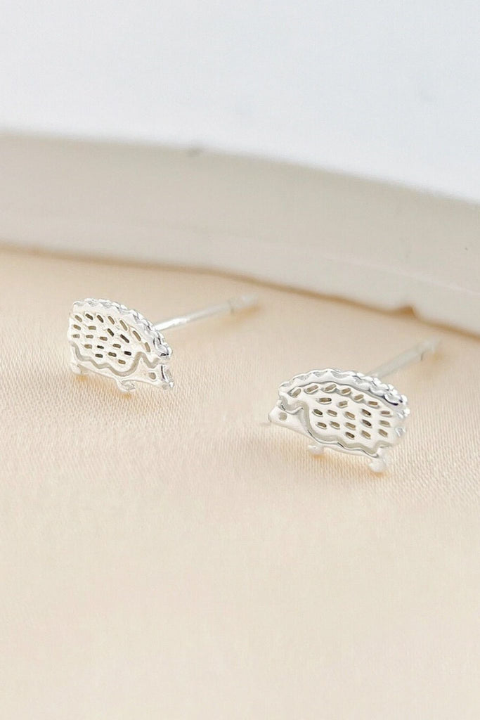 small sterling silver hedgehog stud earrings