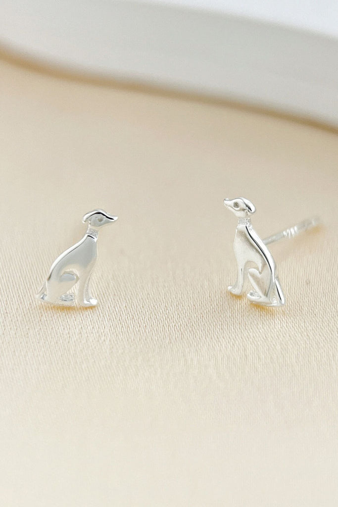 sterling silver dainty greyhound stud earrings