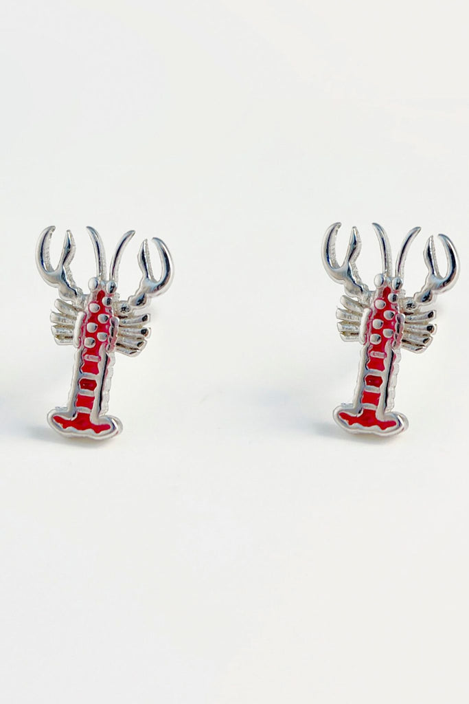 red lobster silver stud earrings