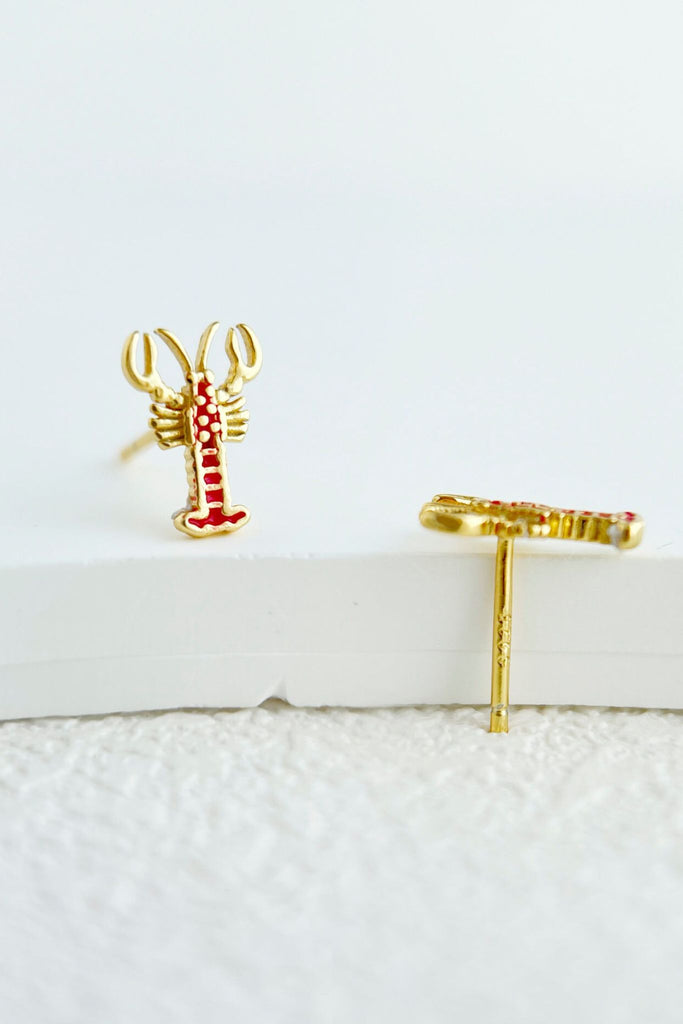 gold plated sterling silver lobster stud earrings