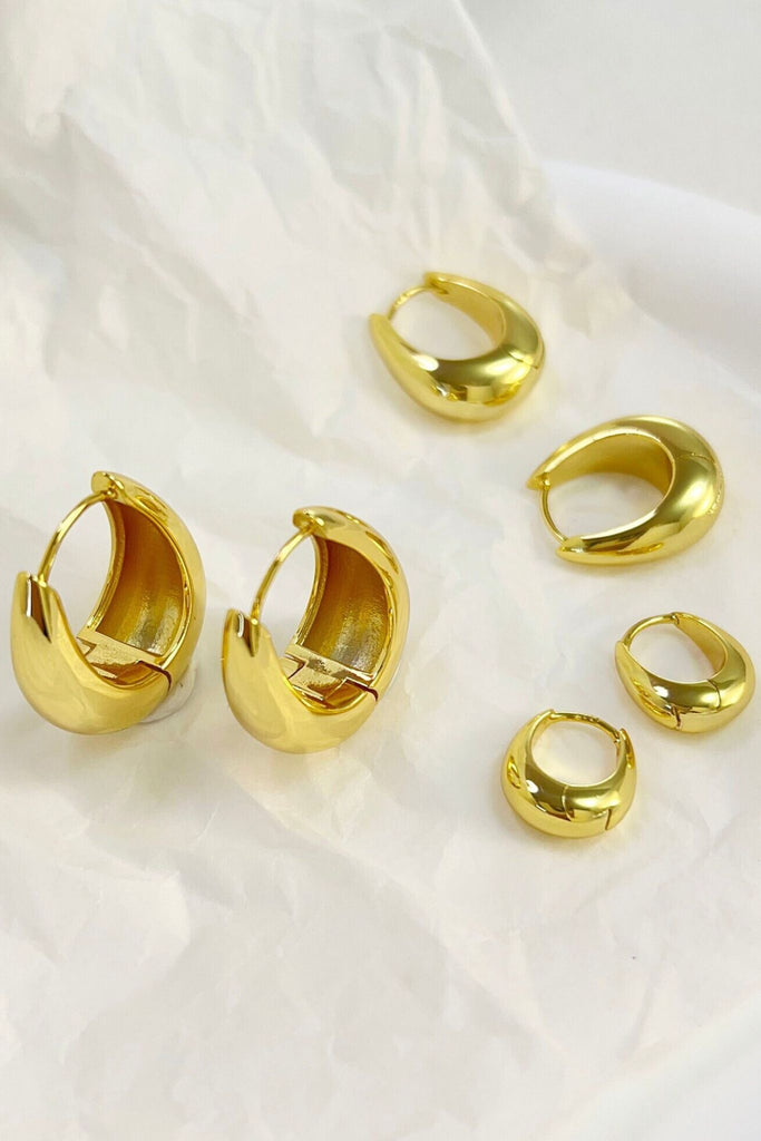 the three sizes of gold chunky hoop earrings