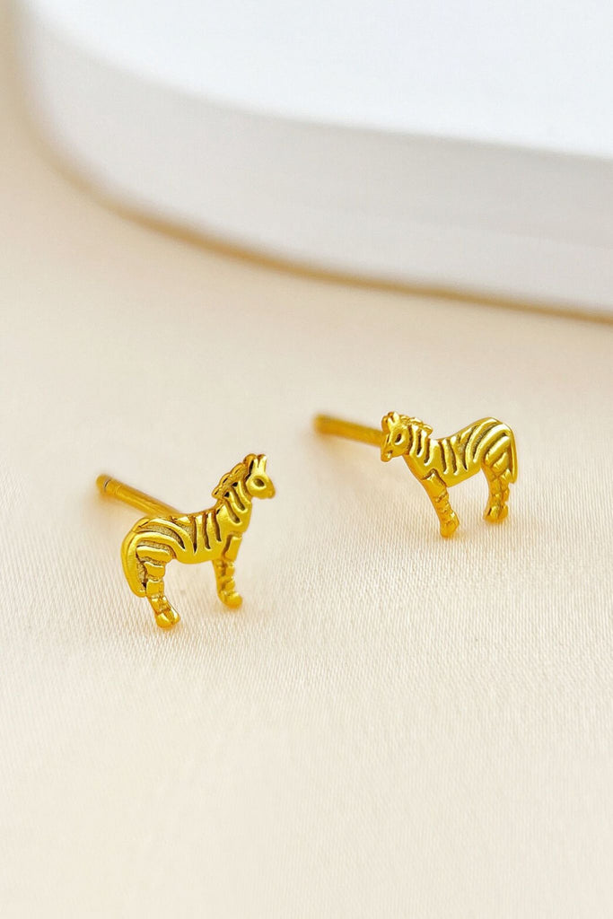 yellow gold coloured s925 zebra stud earrings