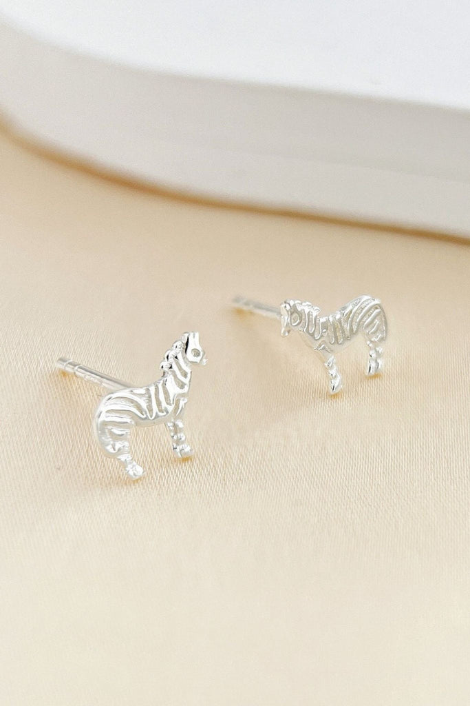 silver coloured s925 zebra stud earrings