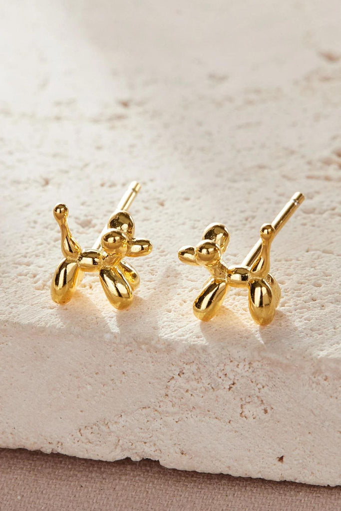 gold plated sterling silver balloon dog stud earrings