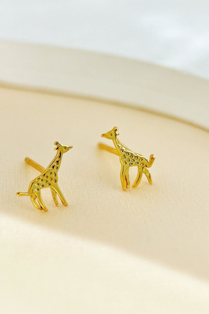 gold plated sterling silver giraffe stud earrings