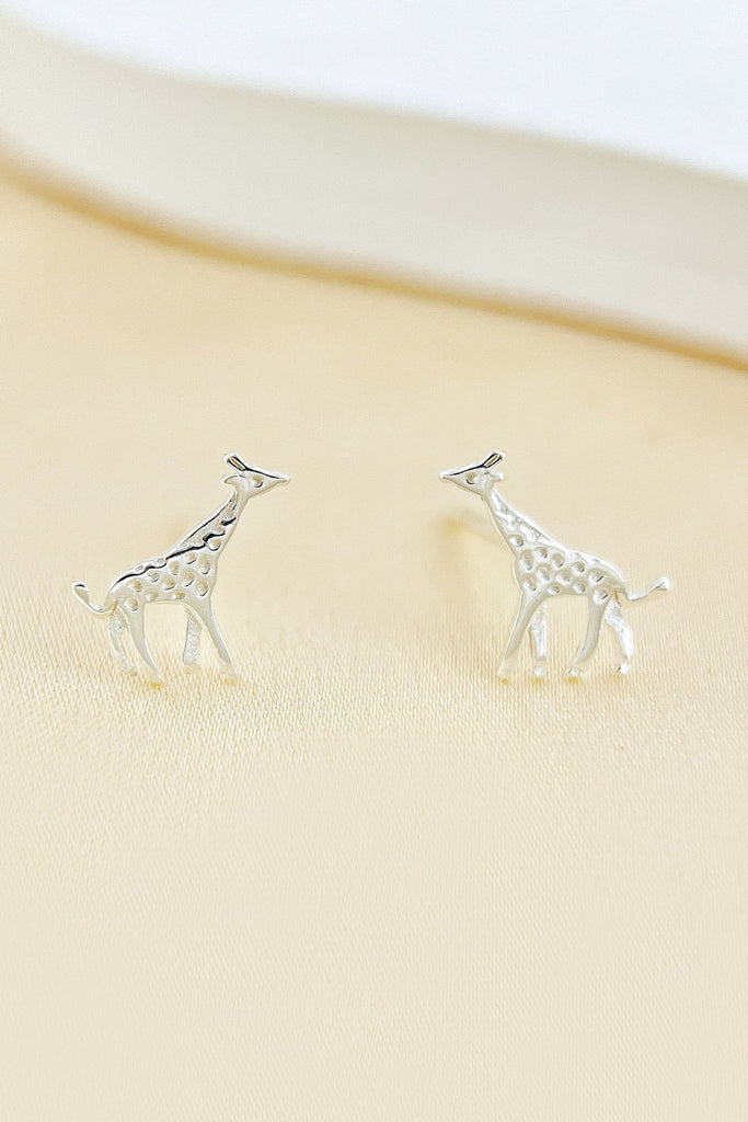 sterling silver giraffe stud earrings