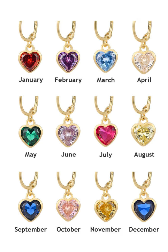colour chart, showing each month of the year and corresponding birthstone in gold