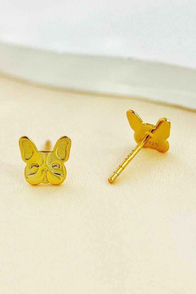 close up of the back of the french bulldog earrings, showing the S925 stamp