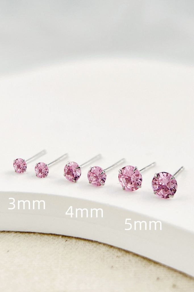 showing the size difference between the three options available, all three sizes 3mm, 4mm and 5mm studs are pictured together