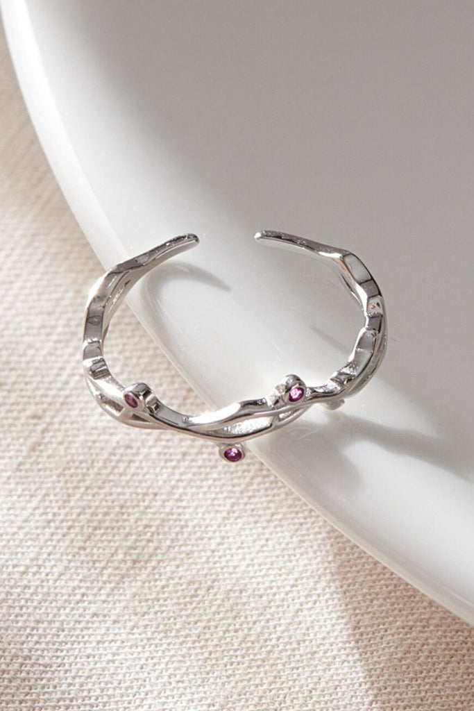 close up of the silver branch ring