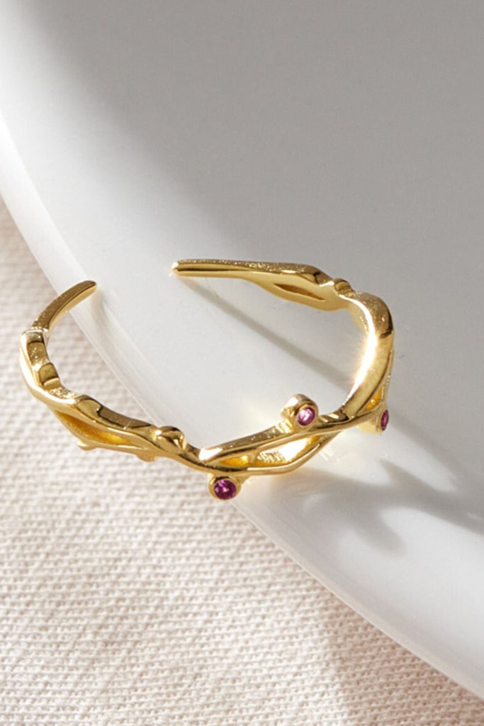 close up of the gold plated silver branch ring