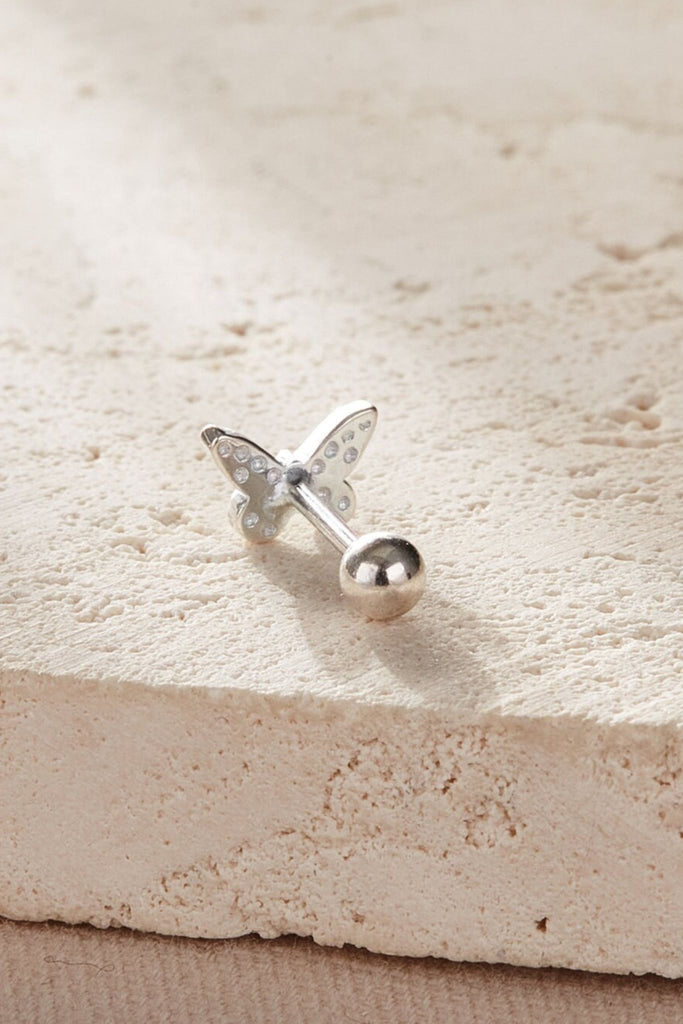 showing the back of the earrings, with the ball back 