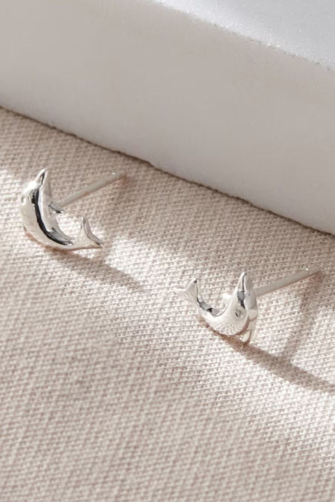 S925 sterling silver dolphin stud earrings