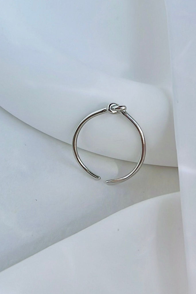 sterling silver knot ring with an open band
