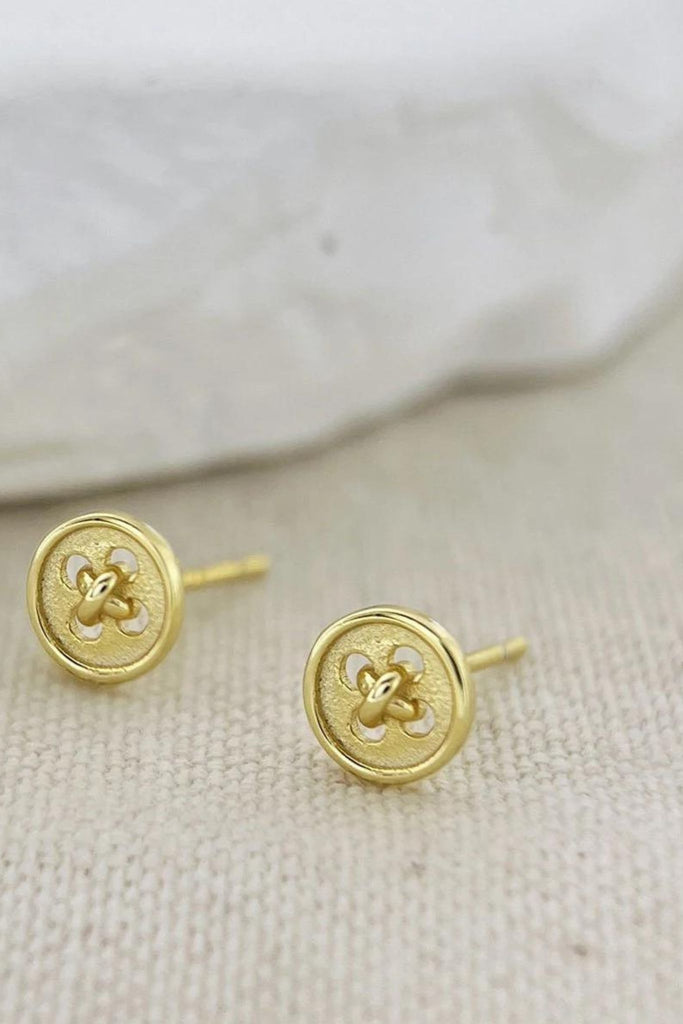 gold plated sterling silver button stud earrings