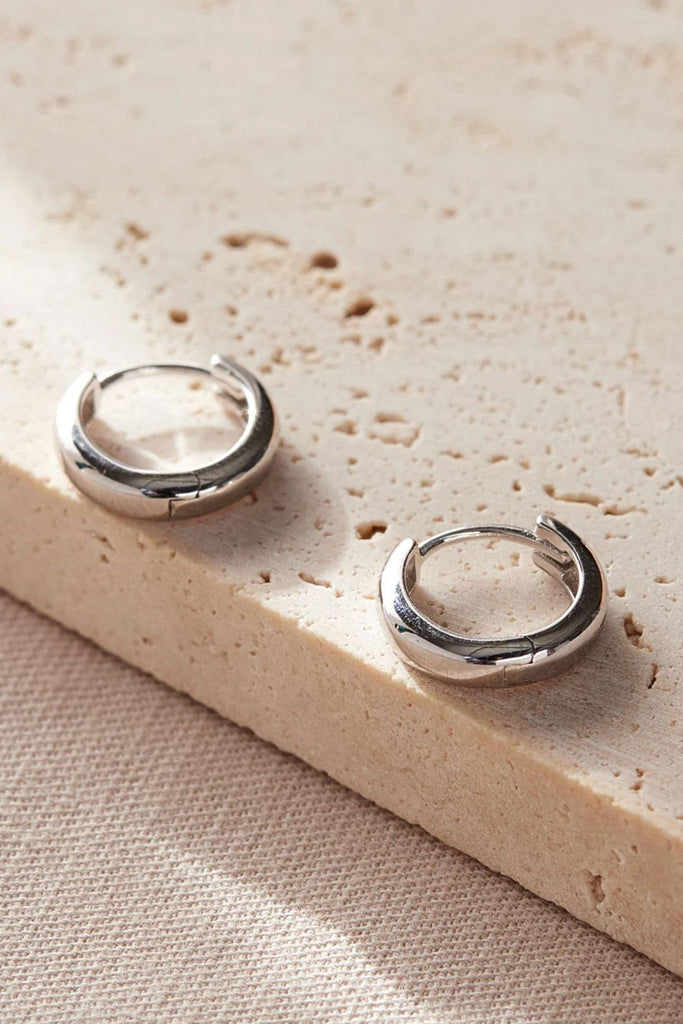 close up of the plain silver hoops