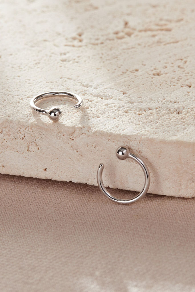 close up of the 8mm ball hook earrings