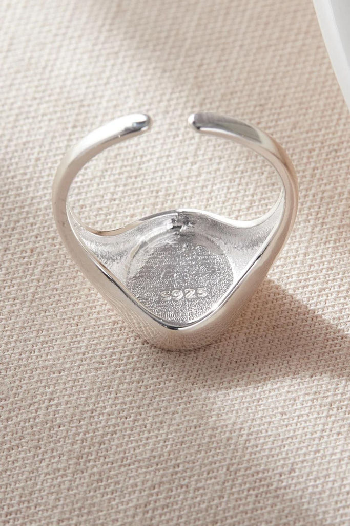 close up of the back of the ring, showing the s925 sterling silver stamp 