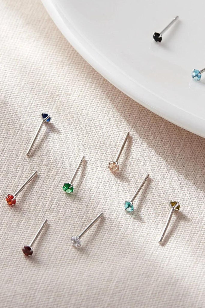 dainty round cz stud earrings in a variety of colours set in s925 sterling silver