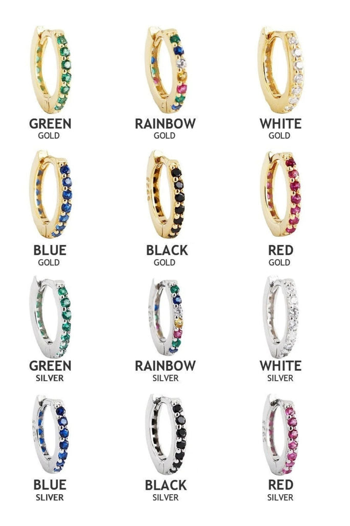 colour chart showing a close up image of each available style of earring