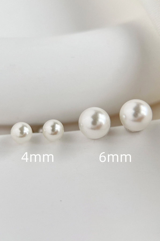 4mm and 6mm white faux pearl stud cartilage earrings