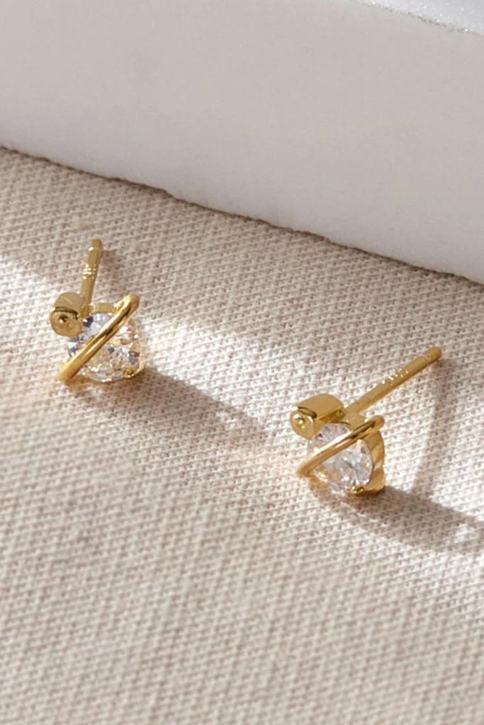close up of the gold plated silver galaxy stud earrings