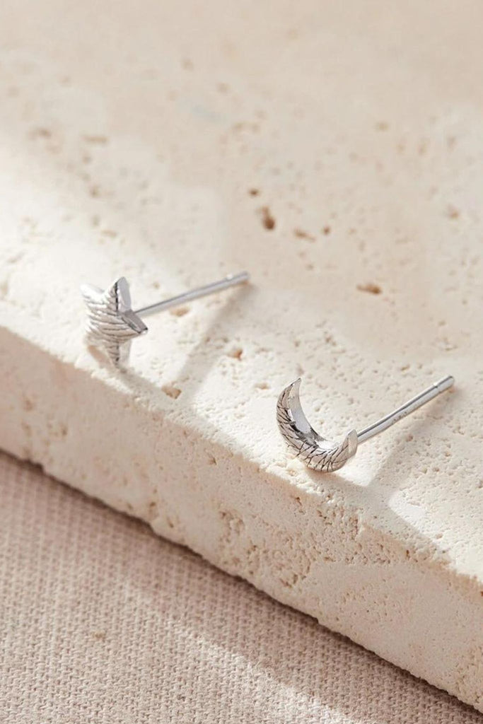 close up of the silver studs, showing clearly the textured zebra pattern surface on the earrings