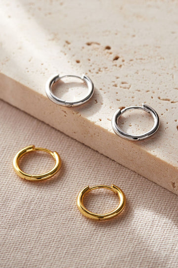 plain silver and plain gold hoop earrings