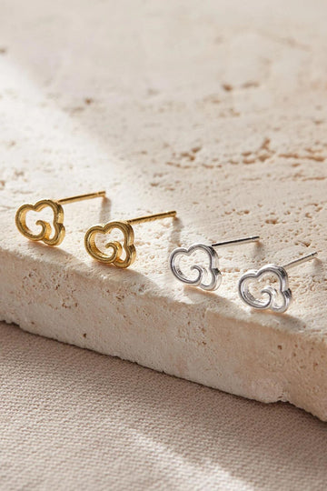 silver and gold coloured cloud outline stud earrings