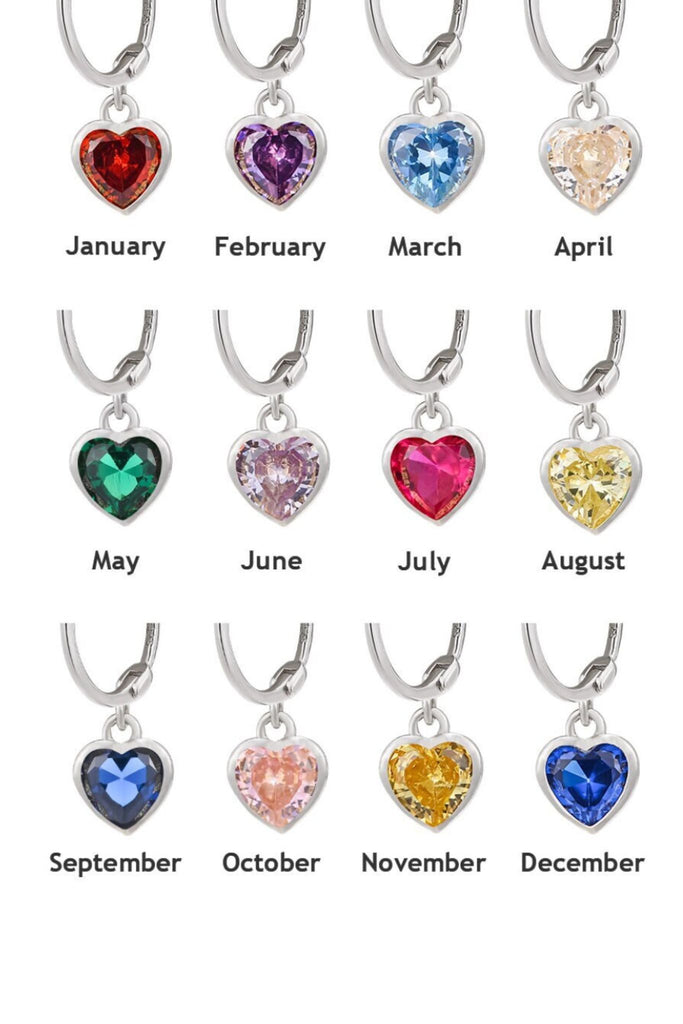 colour chart, showing each month of the year and corresponding birthstone in silver