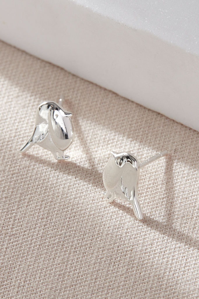 close up of the silver stud earrings