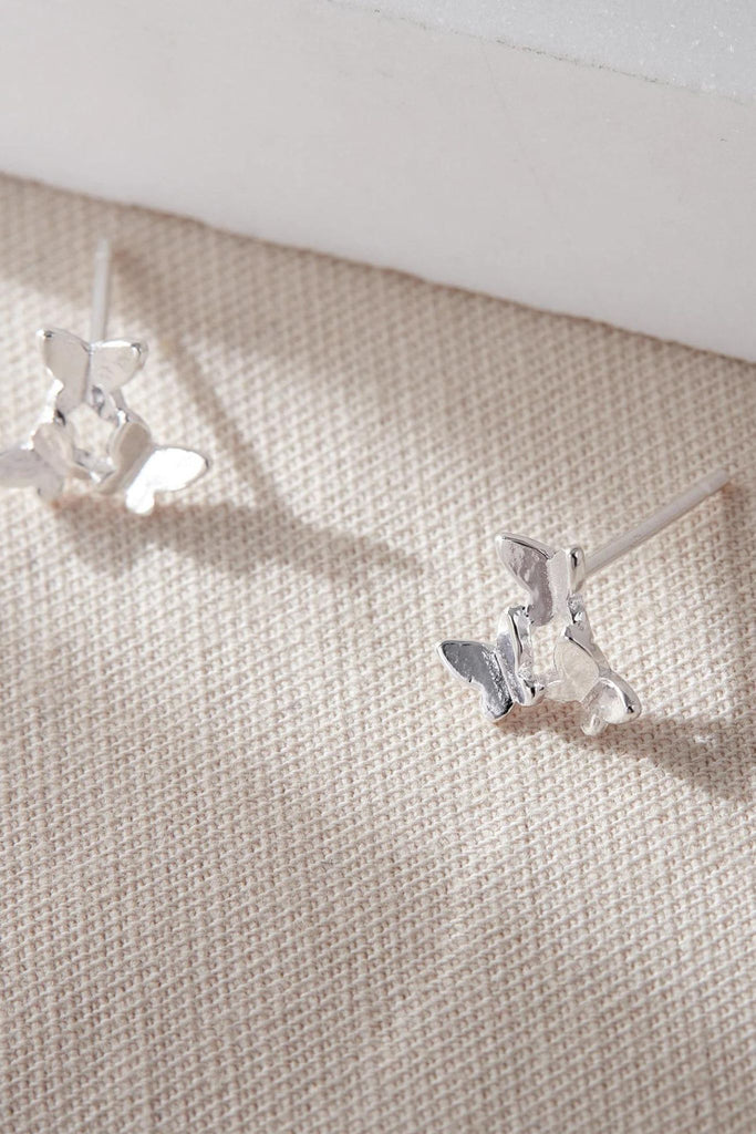 silver butterfly stud earrings