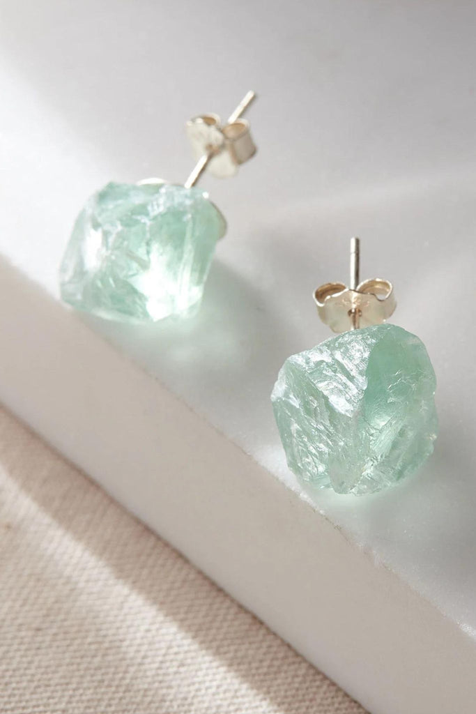 close up of the green crystal studs