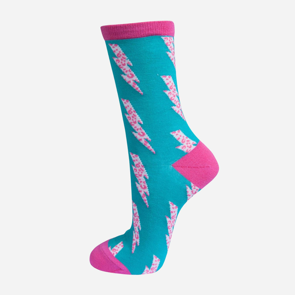womens-socks-gift-box-pink-lightning-bolts-turquoise
