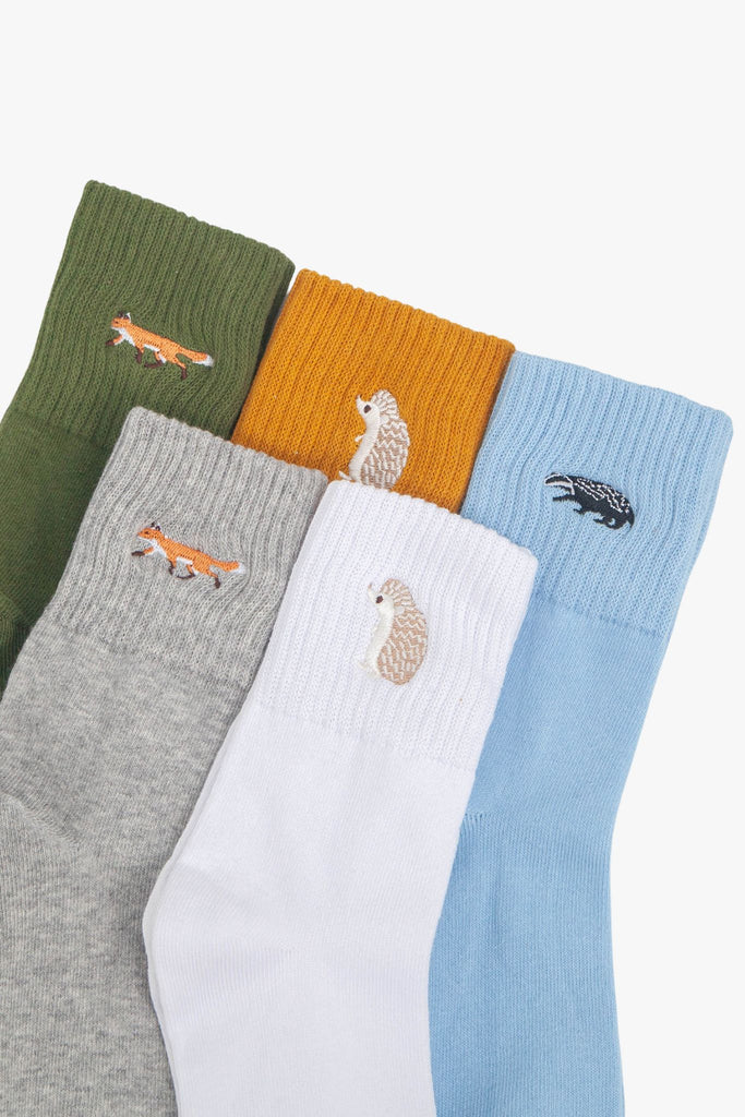 womens-woodland-animals-embroidered-cotton-ankle-socks-5-pack-multicoloured
