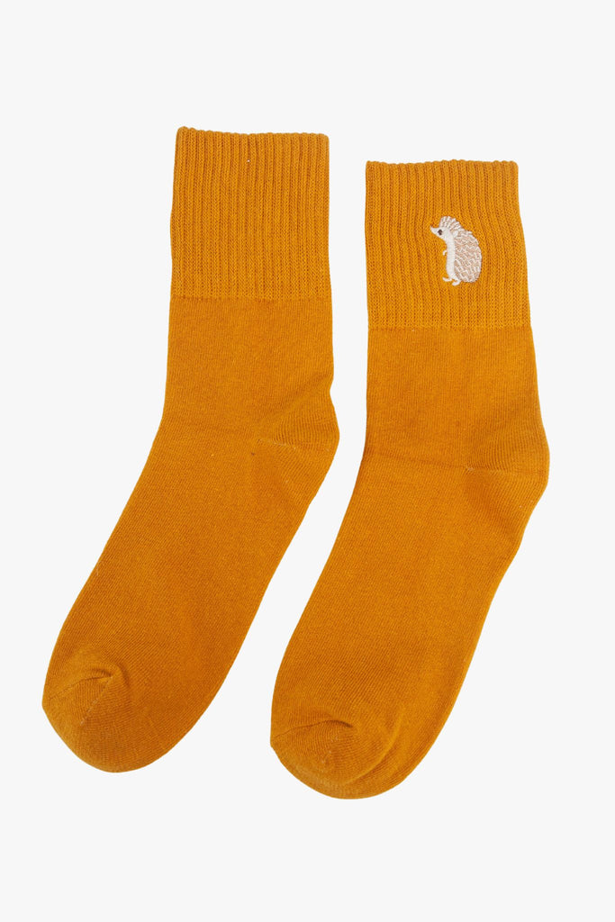 womens-woodland-animals-embroidered-cotton-ankle-socks-5-pack-mustard