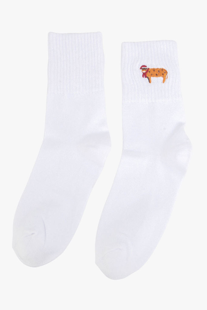 womens-christmas-highland-cow-embroidered-cotton-ankle-socks-5-pack-white