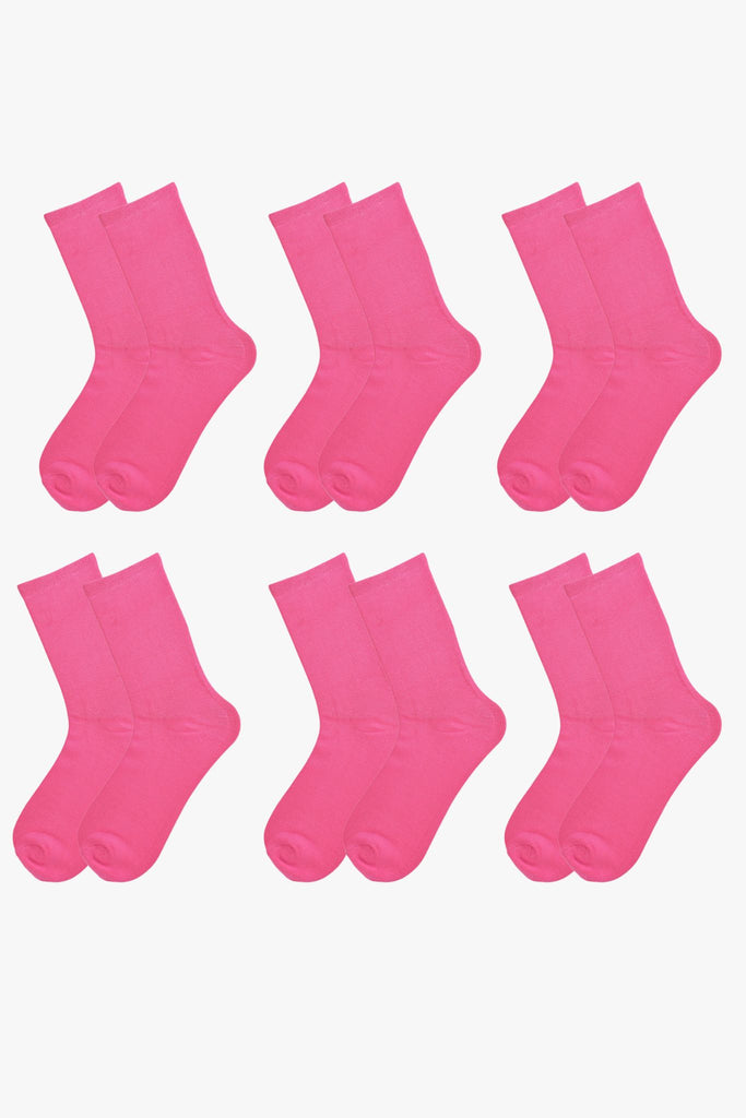 womens-hot-pink-bamboo-sock-6-pack-plain