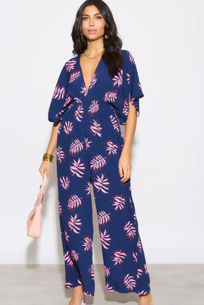 jilly-deep-v-jumpsuit-navy-blue-pink-palm-leaf-1