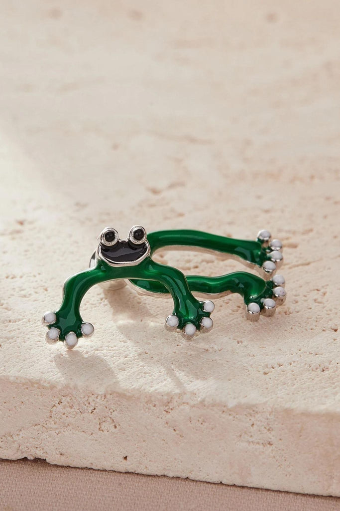 showing the green frog ear jacket up close