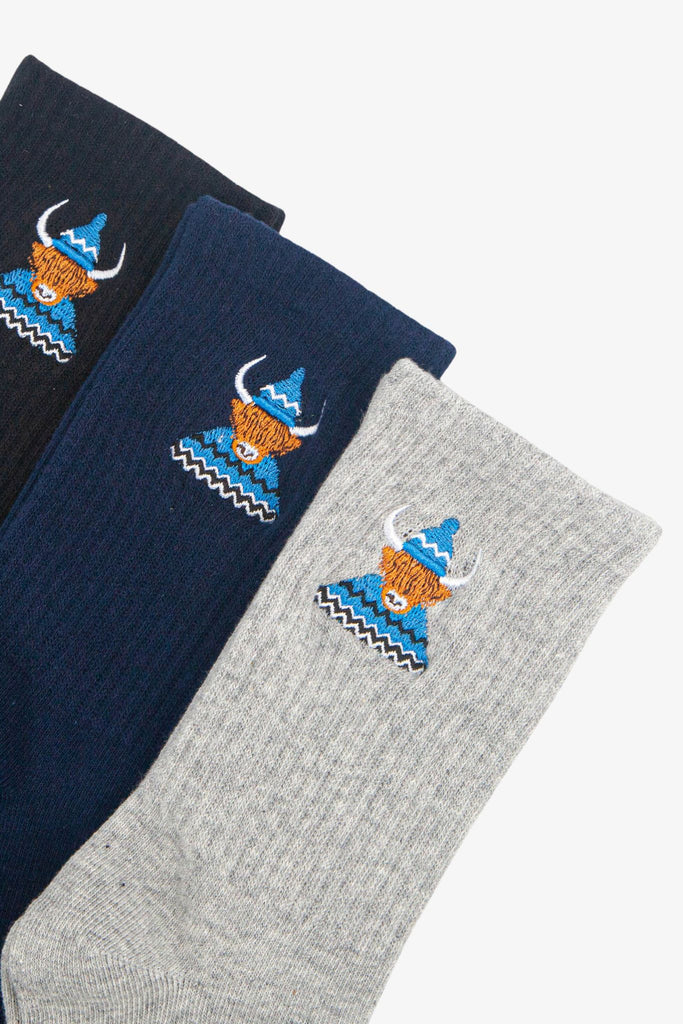 mens-highland-cow-embroidered-cotton-socks-3-pack-ribbed