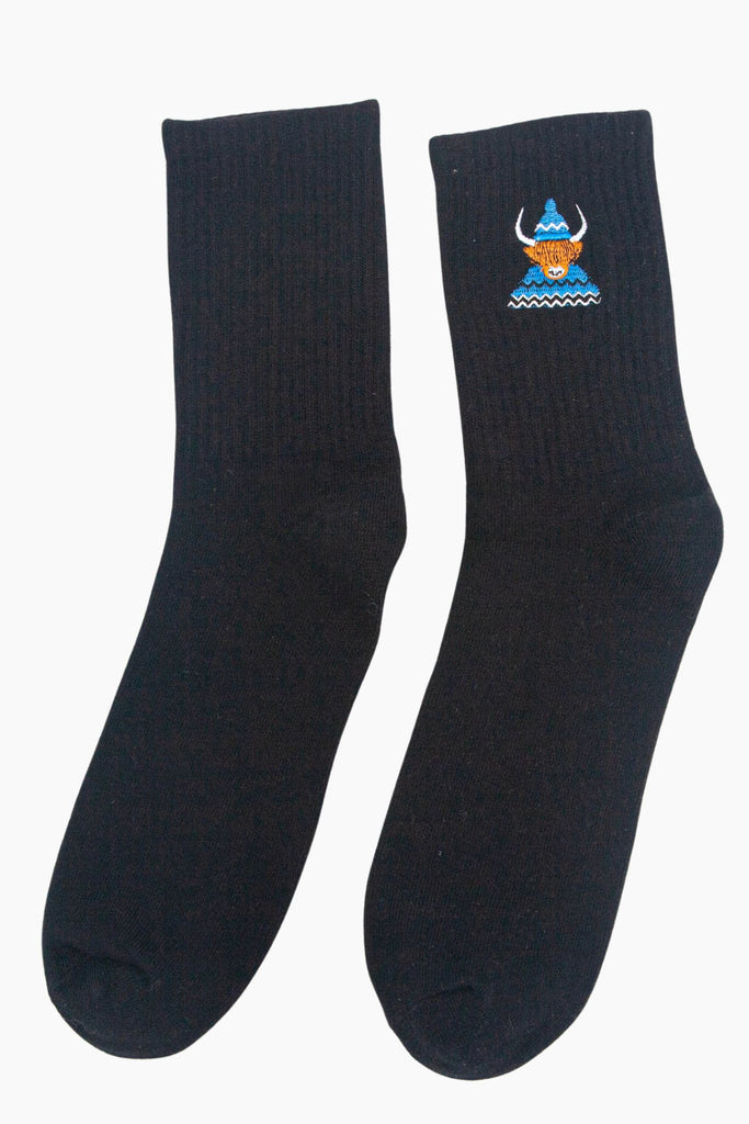 mens-highland-cow-embroidered-cotton-socks-3-pack-black