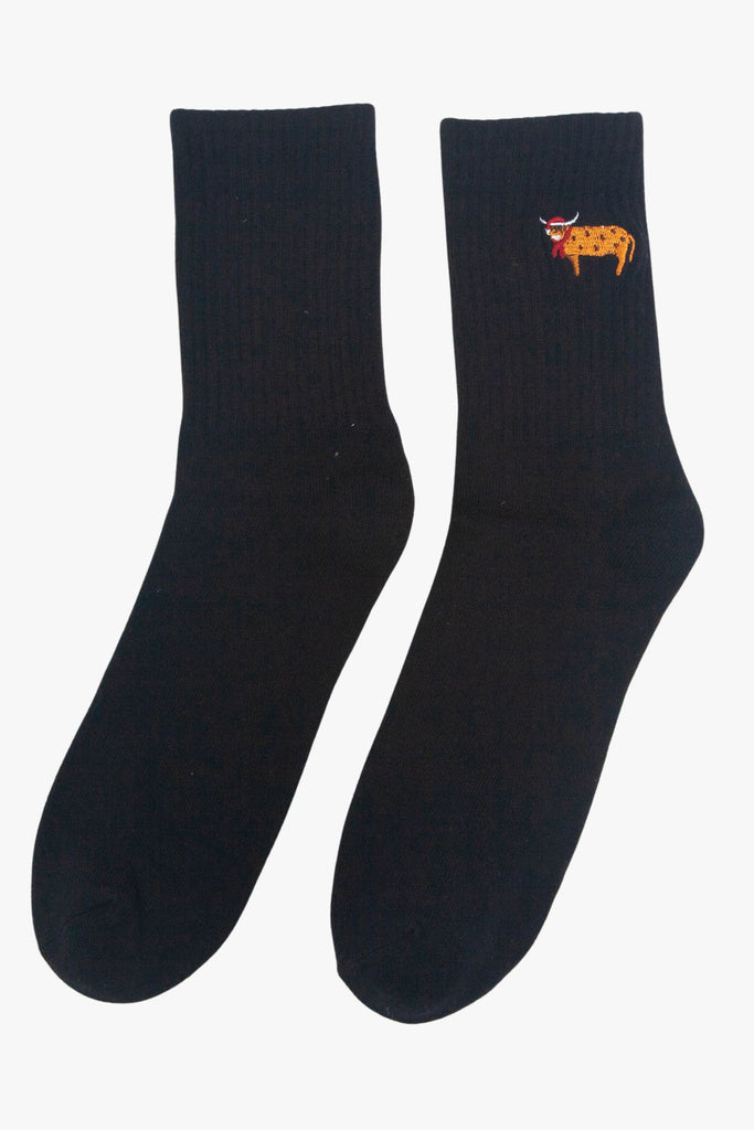 mens-christmas-highland-cow-embroidered-cotton-socks-5-pack-black