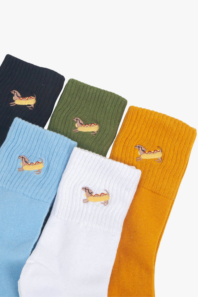 womens-hot-dog-embroidered-cotton-ankle-socks-5-pack-multicoloured