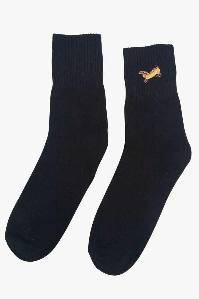 womens-hot-dog-embroidered-cotton-ankle-socks-5-pack-black
