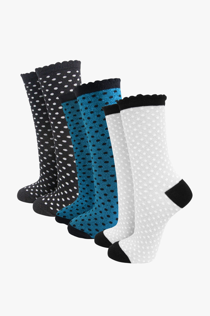 womens-polka-dot-glitter-socks-teal-black-3-pack-multipack