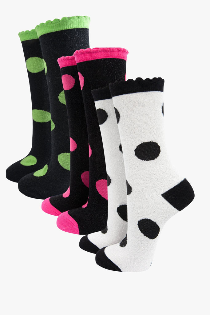 womens-large-polka-dot-glitter-socks-fuchsia-lime-3-pack-multicoloured