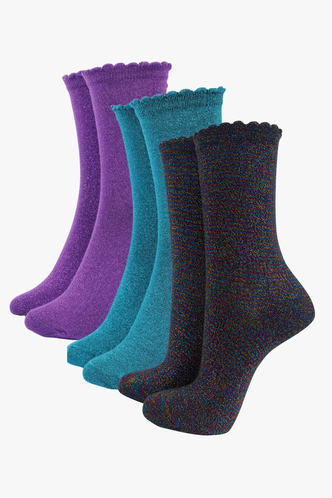 womens-glitter-socks-teal-purple-black-rainbow-3-pack-multipack