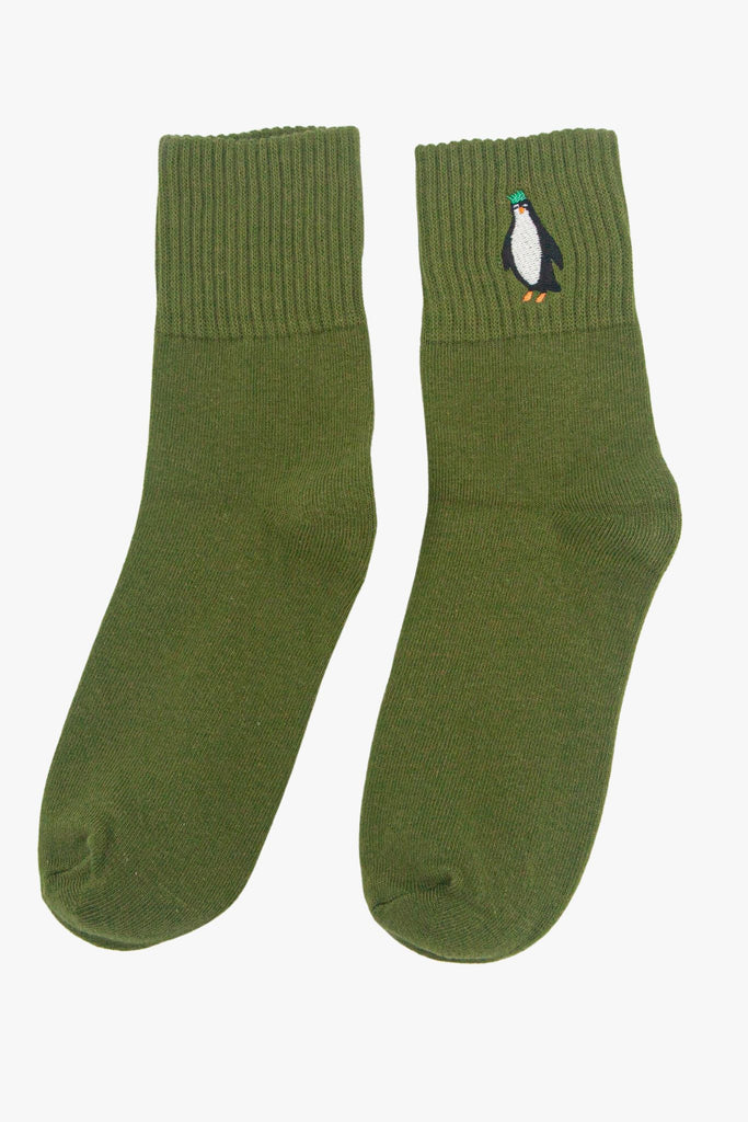 womens-party-penguins-embroidered-cotton-ankle-socks-5-pack-green