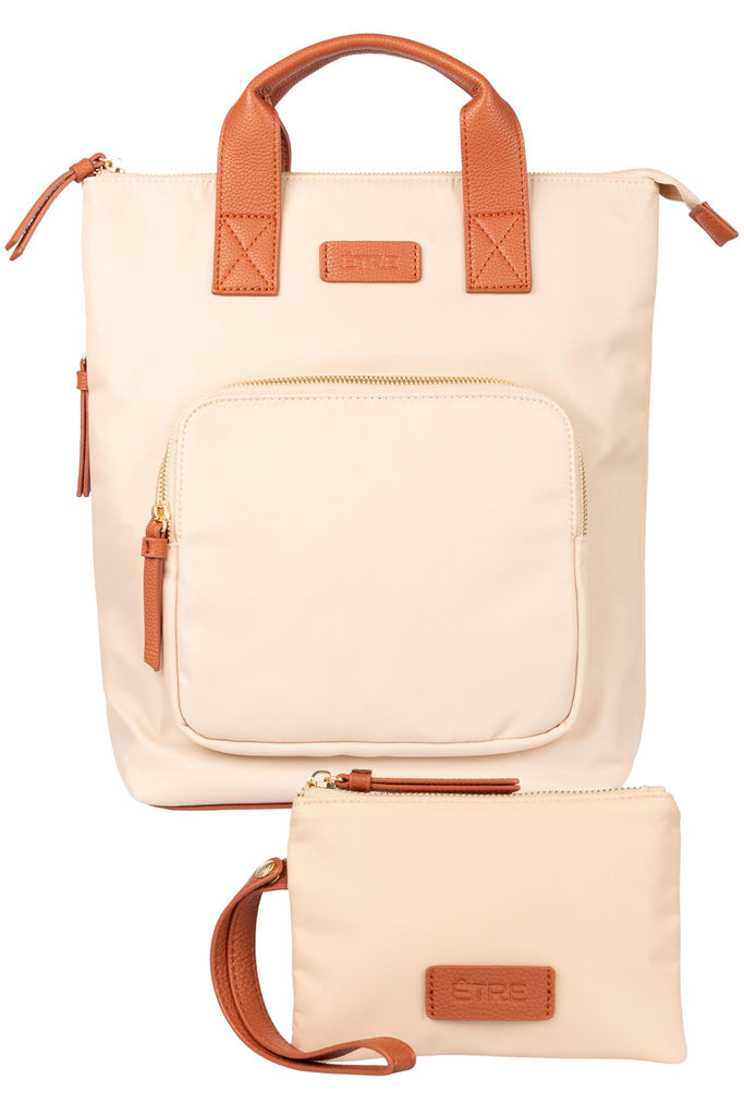 cream-backpack-wristlet-purse-2-piece-set-rucksack-wallet